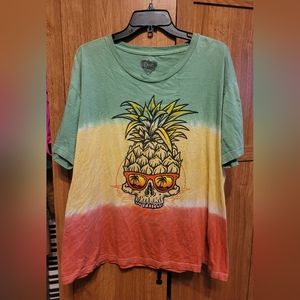 Rock Heart women's size XL rasta pineapple tee